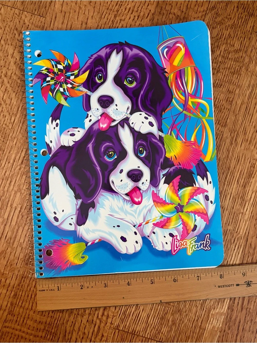 Vintage Y2K Lisa Frank Spiral Bound Notebook Puppies Violet Velvet Pinwheel 50pg